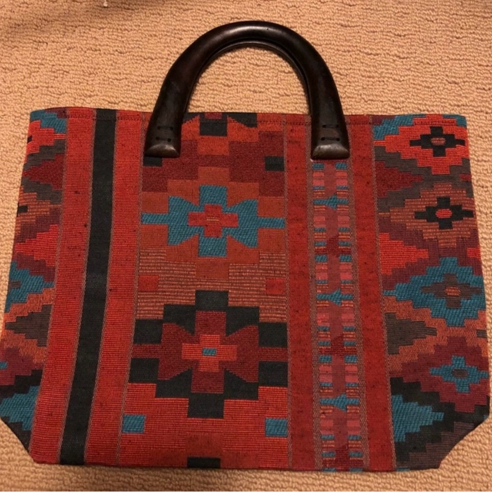 Artisan Red and Blue Geometric Tote Bag from Thailand